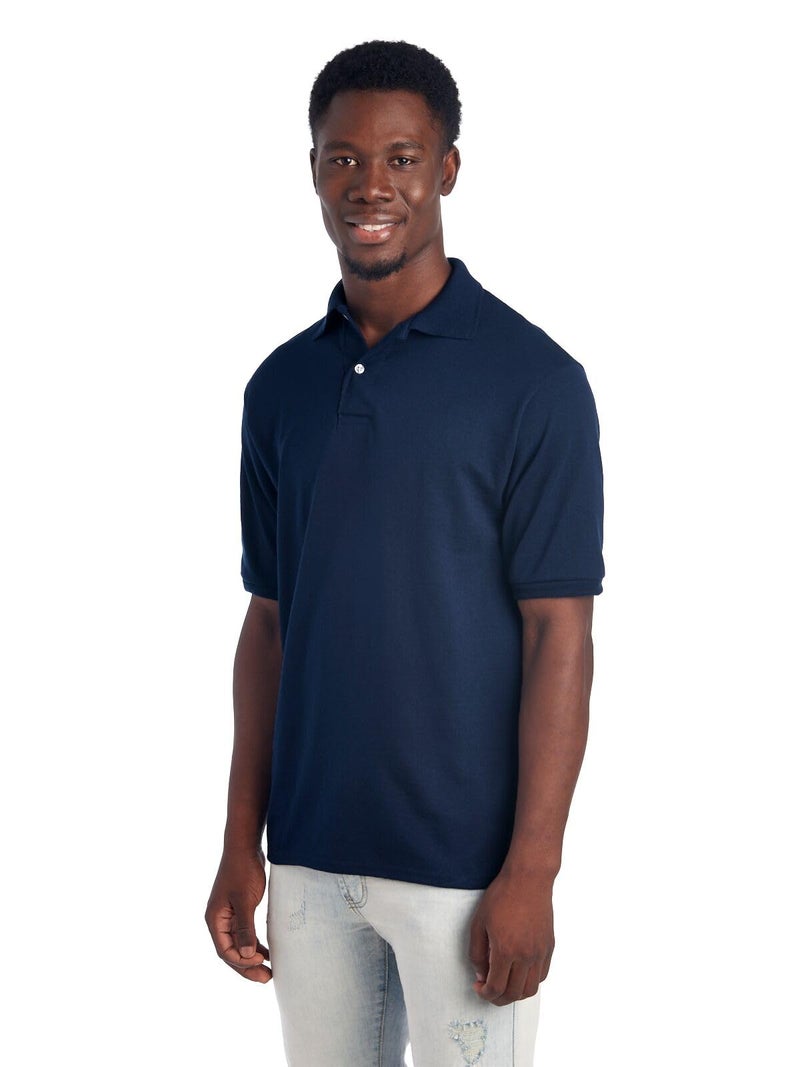 Jerzees Men's SpotShield 2 Button Rib Knit Polo Shirt_XL_J Navy - Image 2